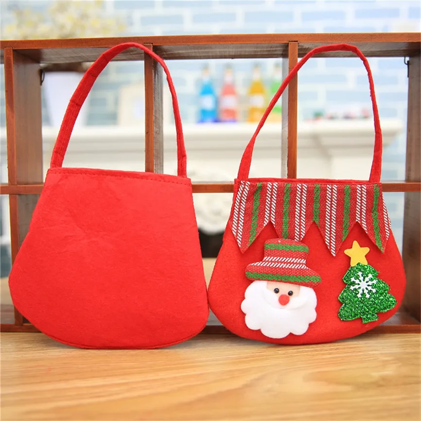 Рождественские подарочные сумки для детей из хлопка с изображением Санта Клауса