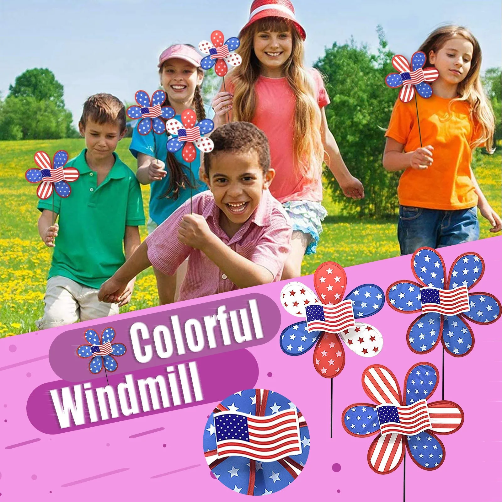

1PC Garden Decor Independence Day Windmill Garden Lawn Windmill Decoration Outdoor Decoration jardin decoration exterieure