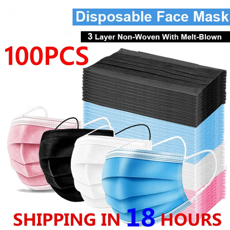 

Mouth Mask Disposable Nonwove 3 Layer Ply Filter Face Mask filter Safe Breathable Protective Mascarillas from viruse Black masks