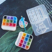 handmade palette pigment brush resin mold paint tray box epoxy resin casting mold jewelry making tools