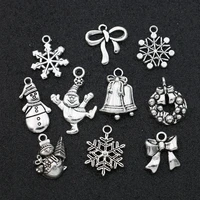10pcs mix lot silver plated christmas snowflake charm tree santa claus pendant jewelry making bracelet necklace diy accessories