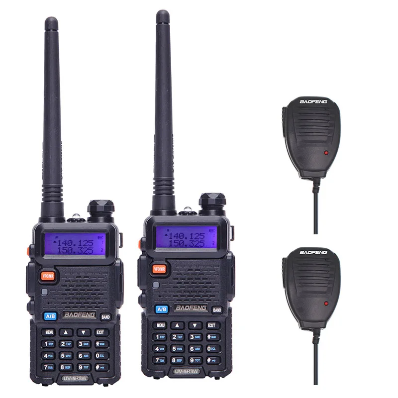 with Mic 2 шт BaoFeng UV-5R портативная рация VHF/UHF136-174Mhz& 400-520Mhz Двухдиапазонная двухсторонняя рация Baofeng uv 5r портативная рация uv5r - Цвет: with Mic