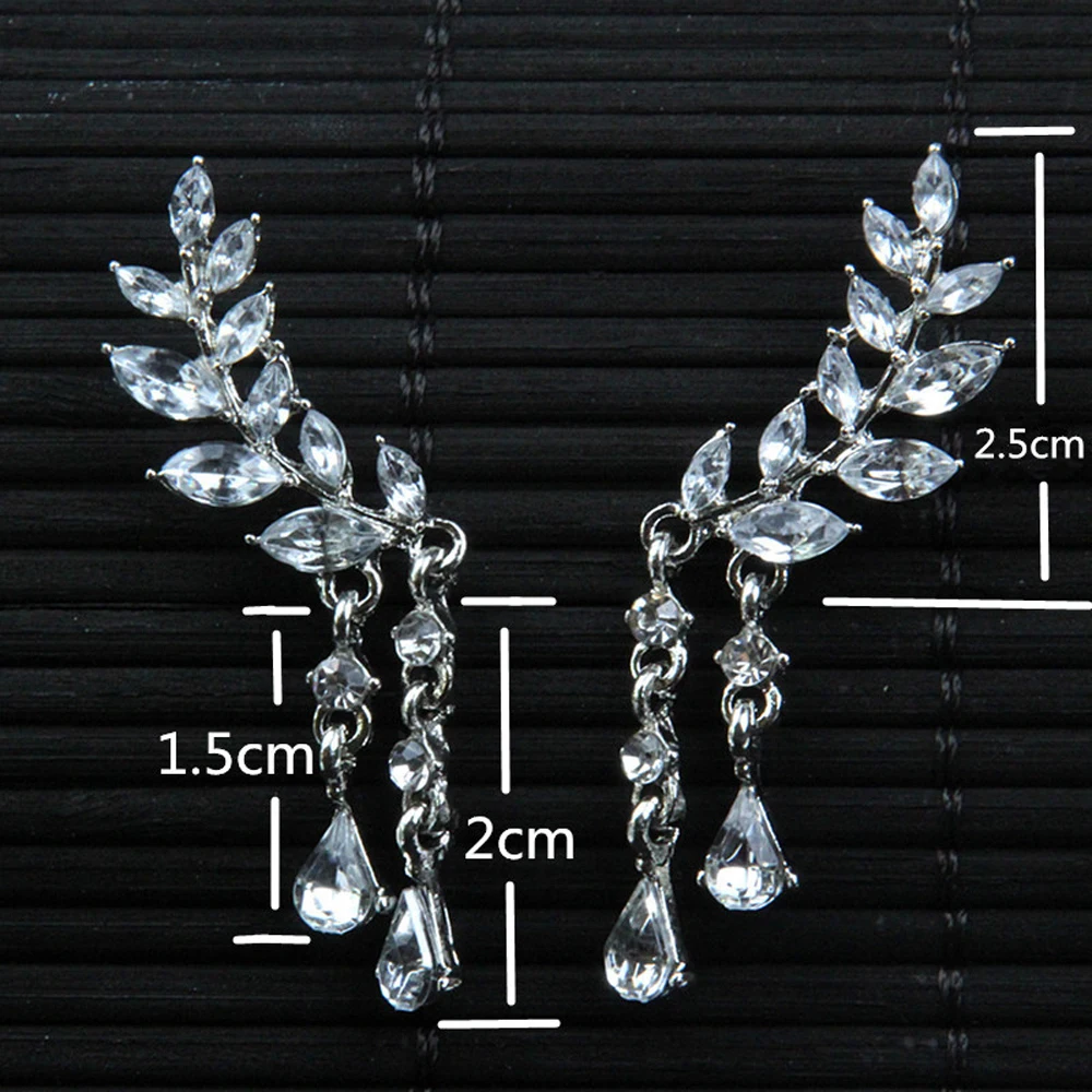 Хрустальные листья серьги в форме крыла ангела Стразы инкрустированные сплав