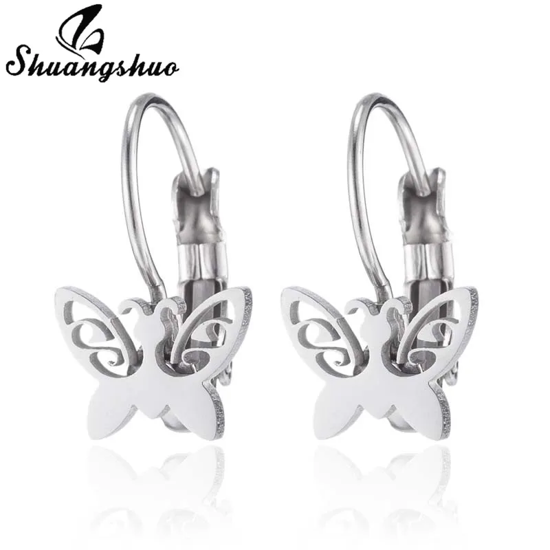 Shuangshuo золотые милые крошечные серьги-обручи в форме бабочки для женщин и девушек