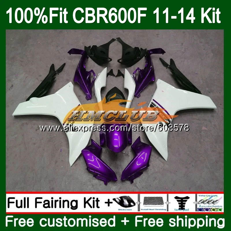 

Injection For HONDA CBR600F4i 2011 2012 2013 2014 129CL.40 CBR 600 F 600F CBR600 F F4i CBR600F 11 12 13 14 Purple white Fairings