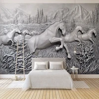 custom mural 3d stereo relief horse figure wall painting waterproof canvas study living room sofa tv background photo wallpaper