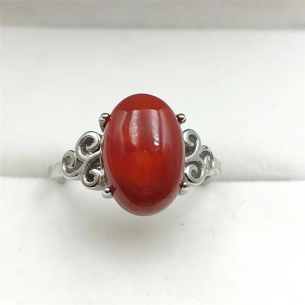 Подлинное натуральное Южно-красное агатное кольцо для женщин из стерлингового