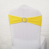 white lycra band lvory black single layer spandex chair sashes with round buckle good quality for wedding event