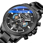 Мужские наручные часы-хронограф s OLENSE 9008 М Автоматическая Дата светящиеся стрелки спортивные часы для мужчин ремешок из нержавеющей стали сплав чехол 2021