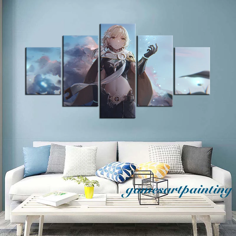 

Popular Game Genshin Oil Painting HD Wallpaper Lumine Picture Wall Art Living Room Decor Anime Girl Canvas Poster Home Decor