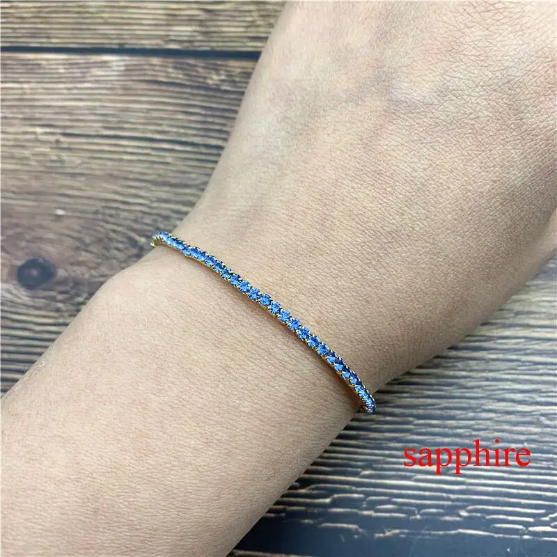 Sapphire 1 шт Стразы Браслеты Изящные сложенные Браслеты эластичные браслеты для женщин браслеты - Окраска металла: Sapphire