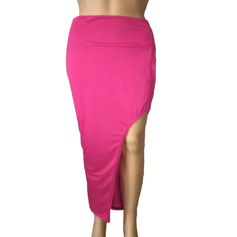 

Women's Short Skirt High Waist With Side Slits And Hips Leather Colorful Multicolor Legless Long