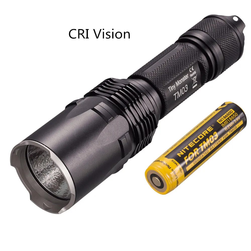 TM03CRI 1 x battery NITECORE TM03 TM03CRI тактический фонарь XHP70 Светодиодный max 2800 люмен луч расстоянии 289 метр уличный фонарик с 18650 батарея - Испускаемый цвет: TM03CRI 1 x battery