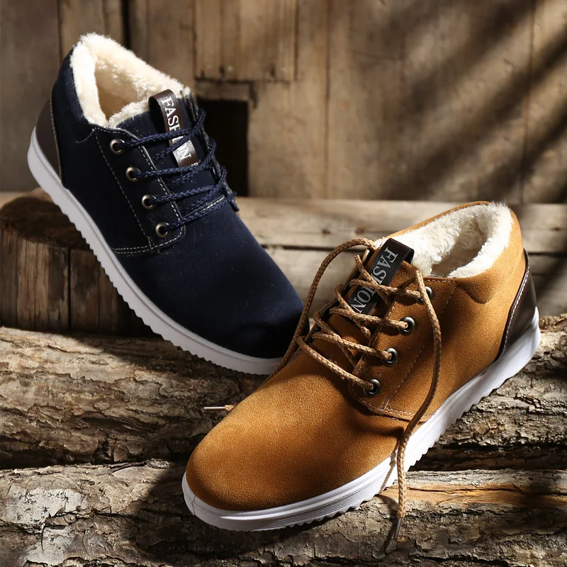 REETENE 2019 Winter Warm Ankle Boots Quality Suede Leather Men Cotton Plush Snow Casual Shoes | Обувь