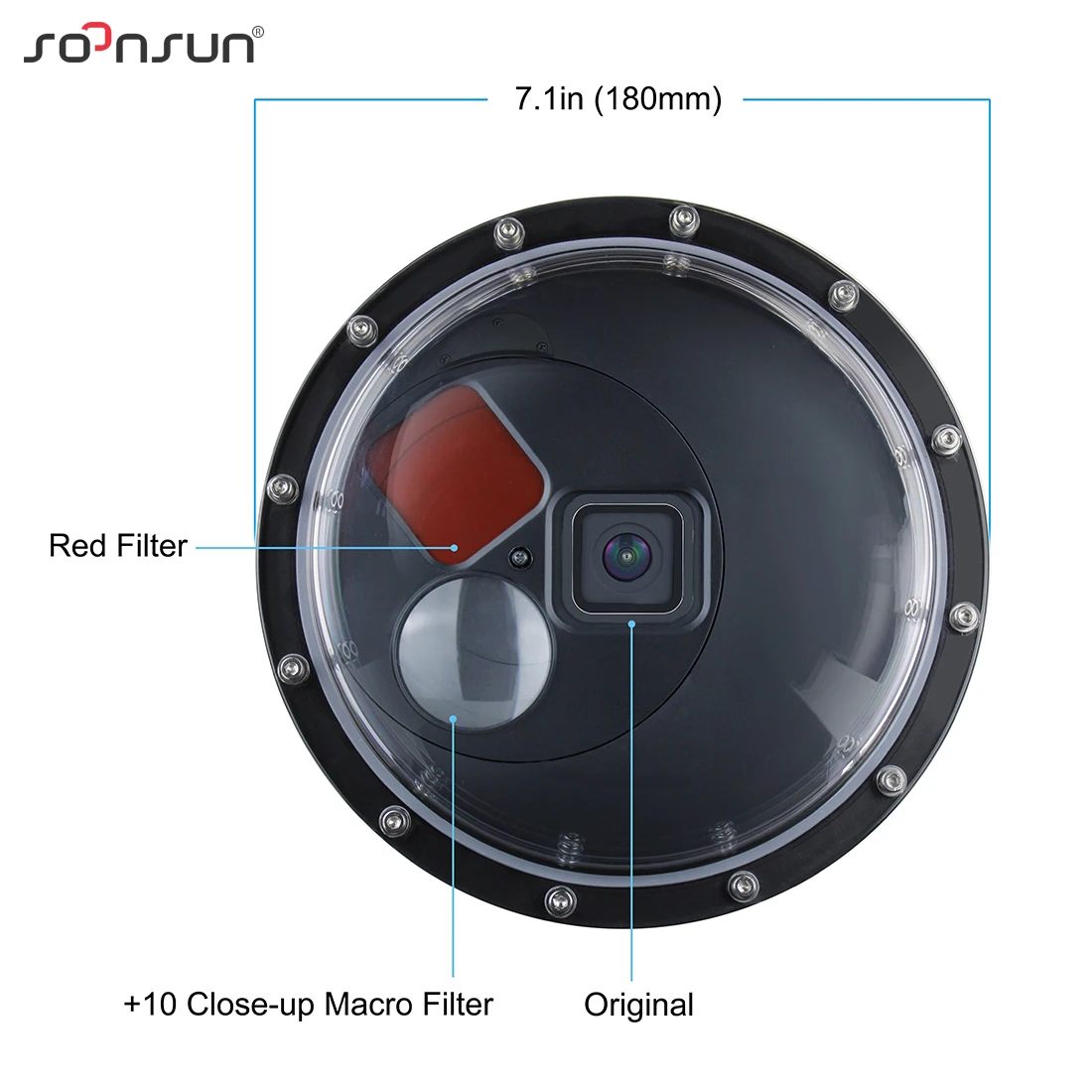 SOONSUN 45M фильтр переключаемый купольный порт водонепроницаемый чехол для дайвинга