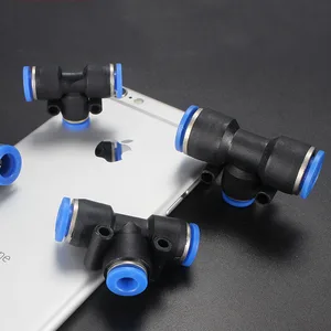 Пластиковый быстроразъемный переходник для пневматической воздушной трубы, Т-образный Трехходовой соединитель PE-4, 6, 8, 10, 12, 14, 16 мм