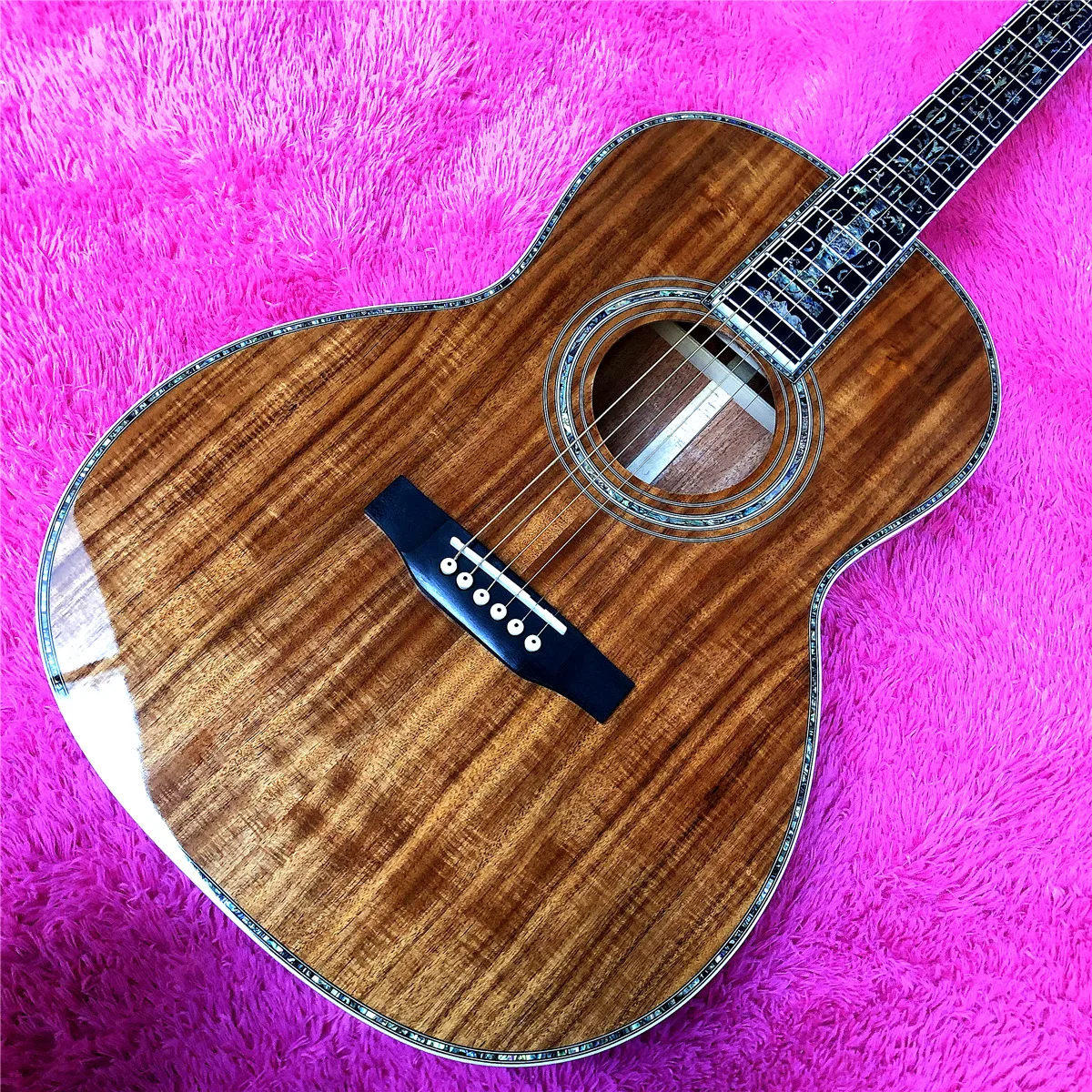 Настоящая Акустическая гитара в стиле Абалон полностью из дерева КоА 39 дюймов 000
