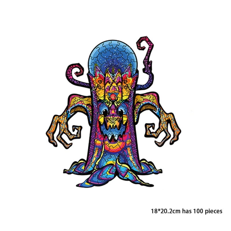 

Three-dimensional Halloween Dryad Tangram Puzzle, S/M/L Unique Shaped Wooden Jigsaw Puzzle for Adults and Kids