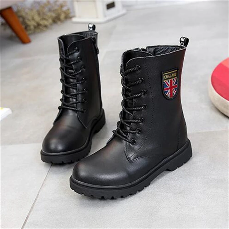 Новинка 2020 года Осенние детские мотоциклетные ботинки Военные до середины икры