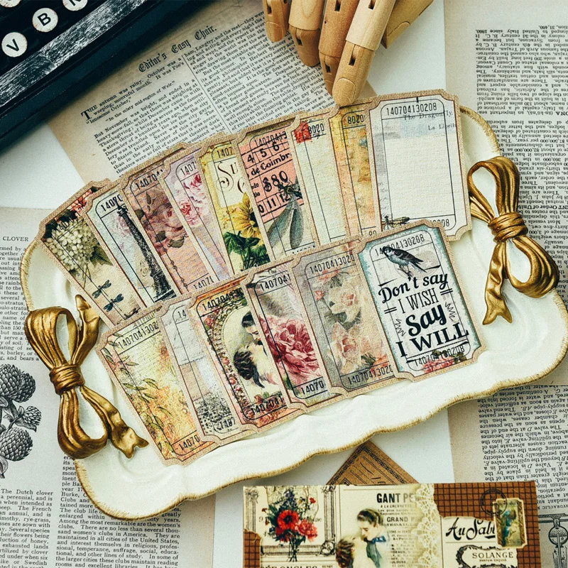 

80Pcs/Set Vintage Bills Labels Tags Die Cuts Paper for DIY Scrapbooking Planner Card Making Journal Project