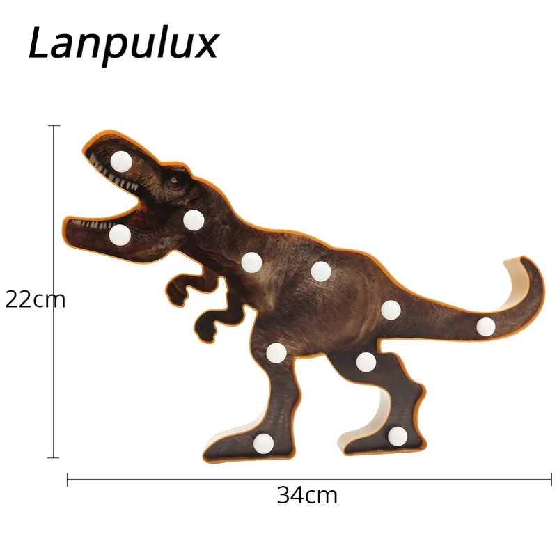 Lanpulux с пультом дистанционного управления, 3D ночник с динозавром, цветной светодиодный светильник для детей, маленьких мальчиков, настольная лампа с животными, подарок на день рождения