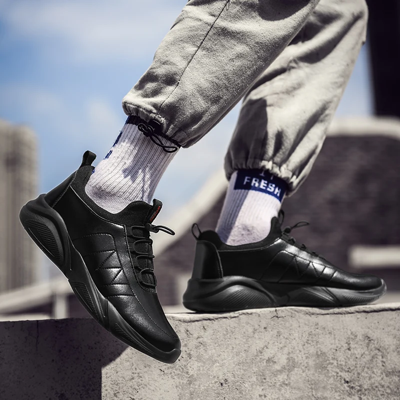 Men 2019 Fashion Leather Casual Male shoes Autumn Brand Shoes Slip Easy To Wear New All Season Plus Size | Обувь