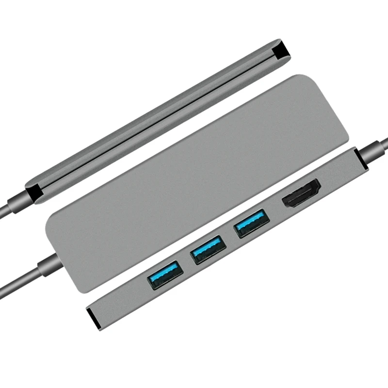 

USC Type C Hub to HDMI 4K 30HZ 3 USB 3.0 USBC PD Quick Charging Dock Station Aluminium Alloy Extend Hub for Macbook