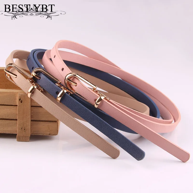 

Best YBT Women Faux Leather Belt Candy Color Thin Skinny Waistband Adjustable Belt Women Dress Strap Women New Arrival Belt