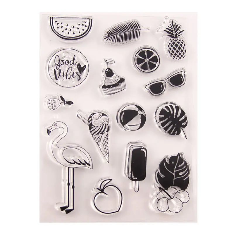 Силиконовый прозрачный резиновый штамп с изображением фламинго для