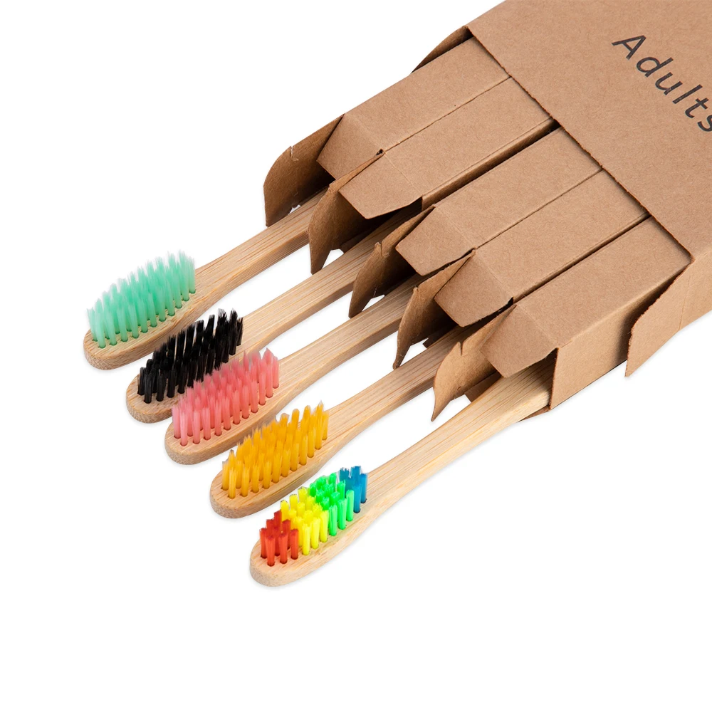 5 штук в штучной упаковке зубная щетка из чистого бамбукового угля с деревянной