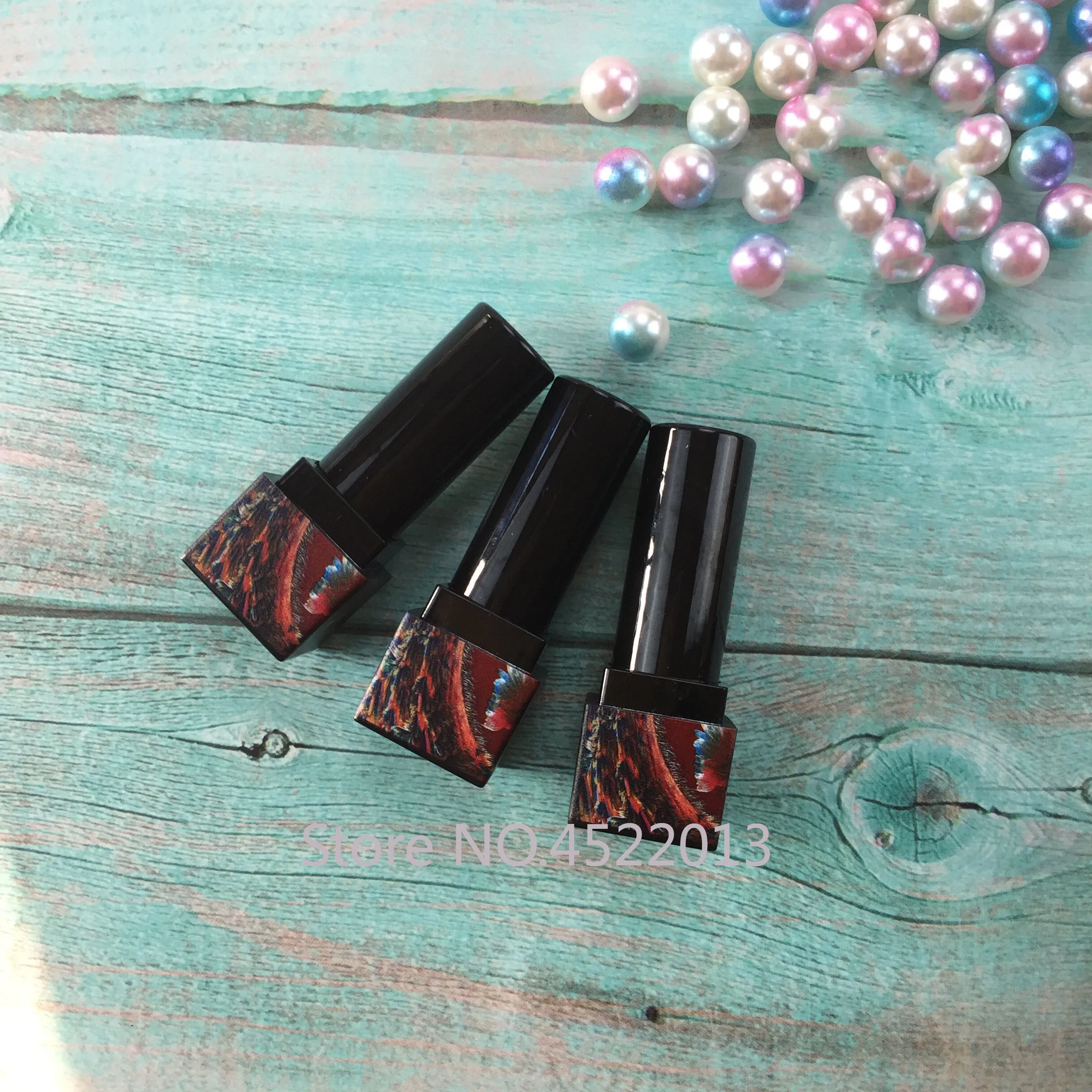 

5/10/30/50pcs 3d 12.1mm Red Peacock Carp Longmen Square China Style Empty Lipstick Tube Lip Balm Container Lipstick Shell