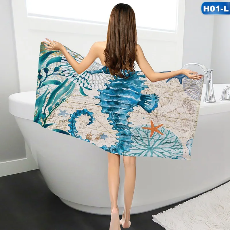 Морское богемное черепаха прямоугольное банное полотенце Осьминог Акула пляжное полотенце полиэстер путешествия сжатый душ ванная комната полотенца для взрослых