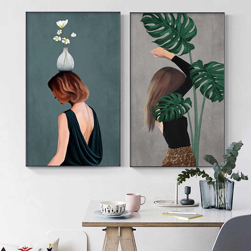 

Flowers Woman Modern Canvas Painting Wall Art Print Nordic Sexy Girls Poster for Living Room Bedroom Home Decoration Pictures