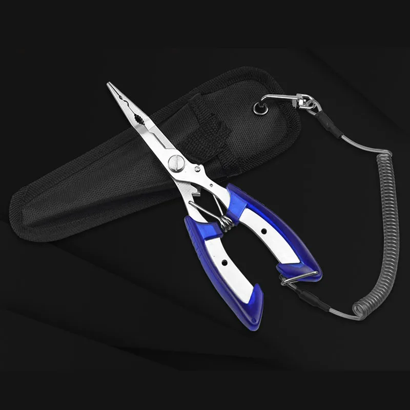 Stainless Steel Blue Плоскогубцы из вольфрамовой стали для рыбалки, многофункциональные плоскогубцы для рыбалки, инструмент для удаления крючков, резак для приманки - Цвет: Stainless Steel Blue