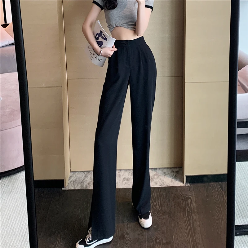 

Женские широкие брюки с завышенной талией в Корейском стиле