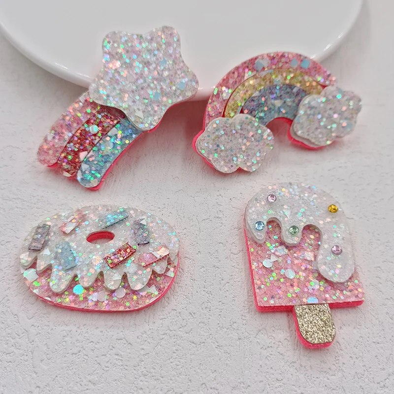 

12 шт./лот мягкие нашивки фетровая красочная аппликация мороженого для одежды ручной работы шляпы швейные принадлежности «сделай сам» шпиль...