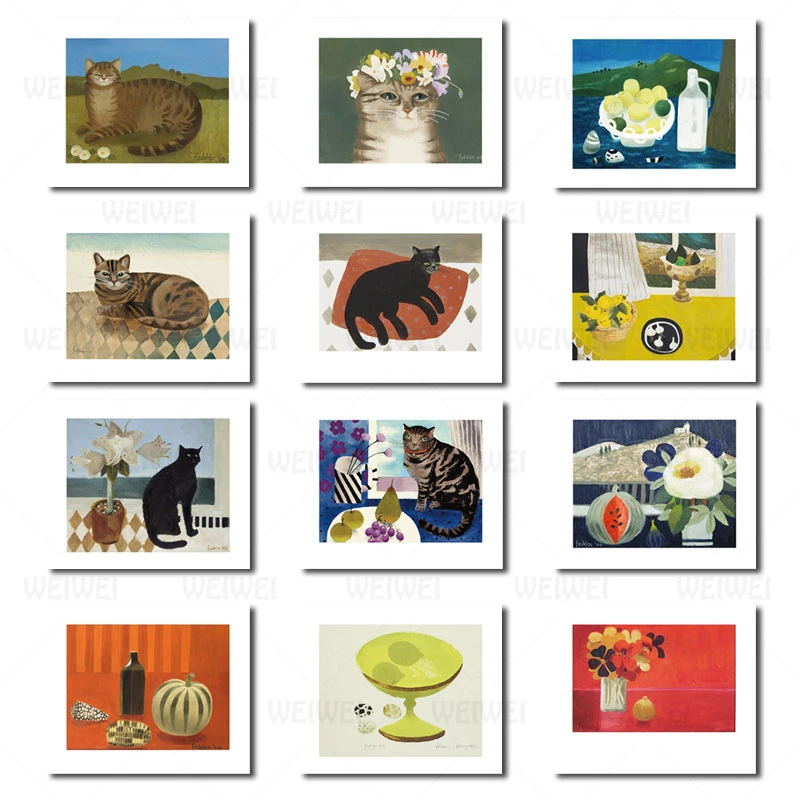 Картина маслом для стола обеденная ленивая кошка искусственный венок пикника на