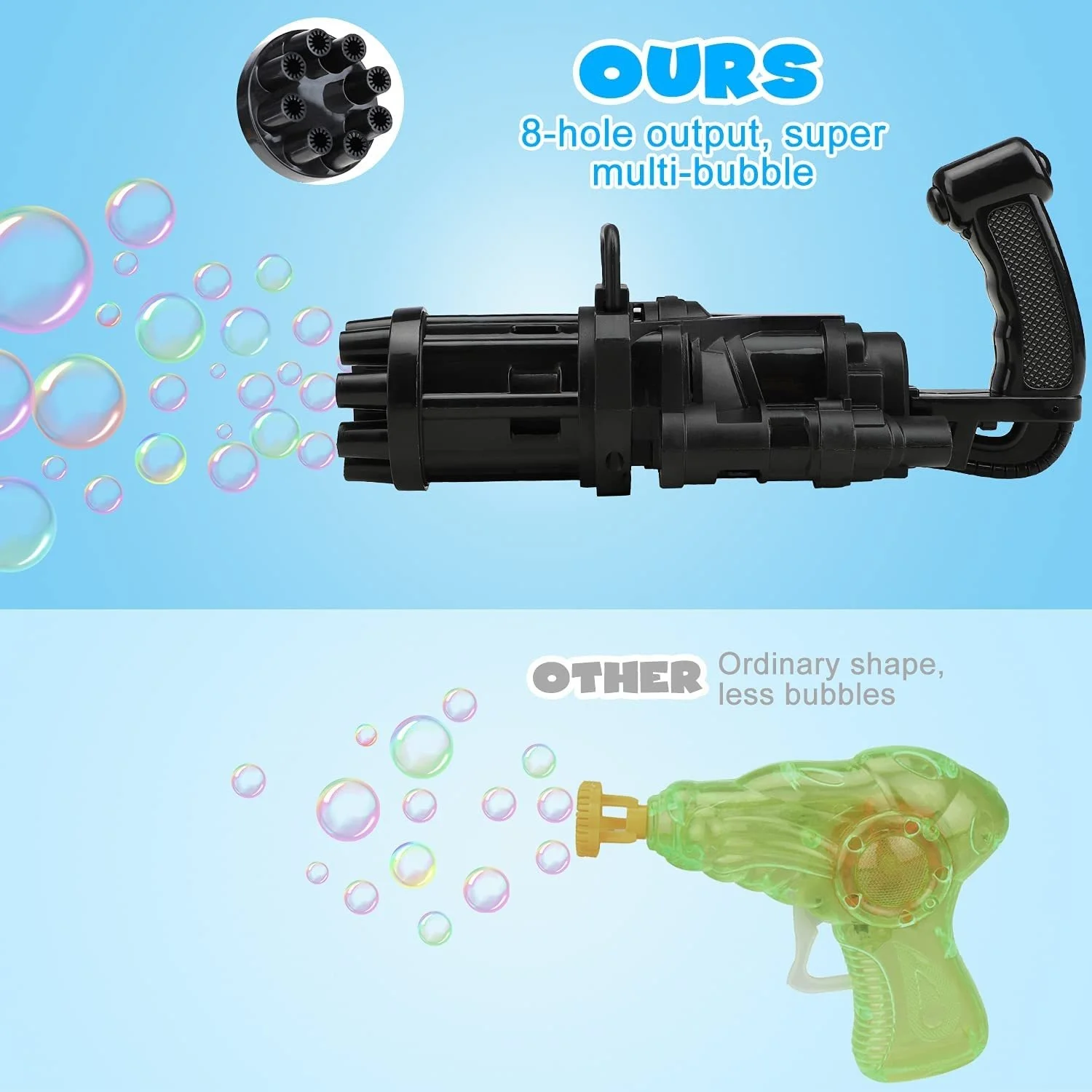 Детский автоматический пистолет для мыльных пузырей 2-в-1 Электрический бластер с
