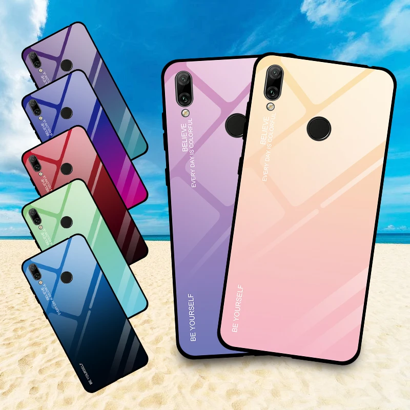 Роскошный чехол для телефона из закаленного стекла huawei Y9 Y7 Y5 Y6 Prime 2019 2018 защитный