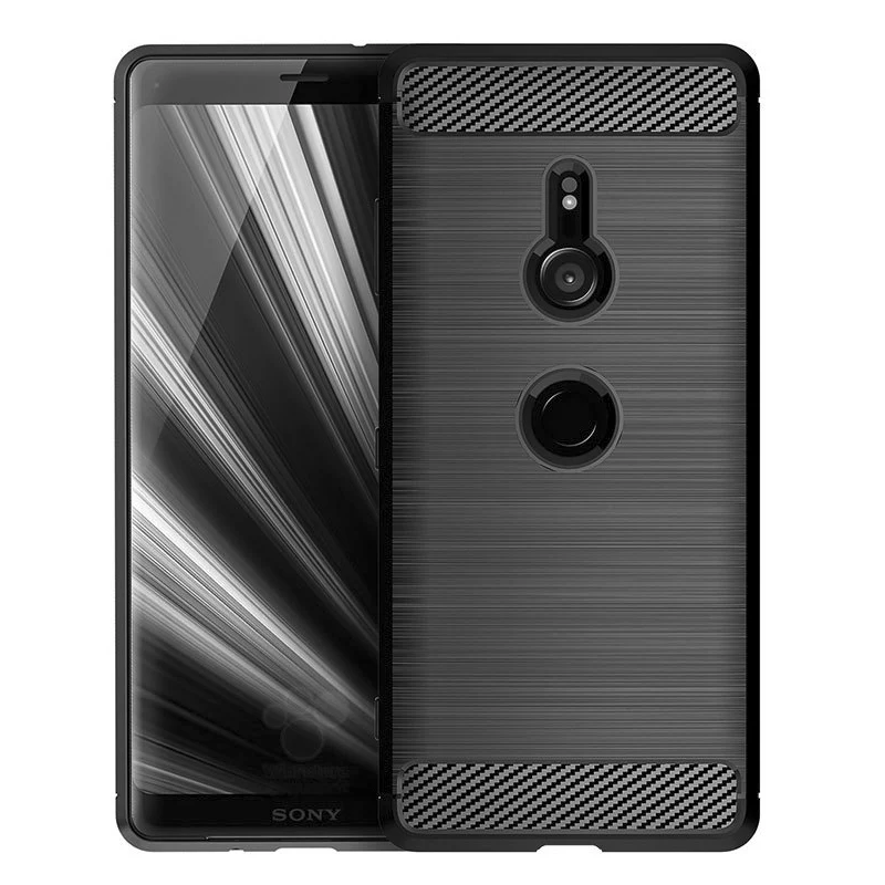 Черный амортизирующий чехол из мягкого ТПУ с защитой от царапин углеродного