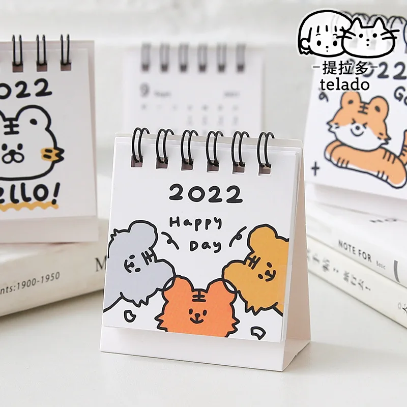 

Мини-календарь 2022 милый тигр настольный календарь, Еженедельный планировщик, ежедневник, школьные и офисные принадлежности