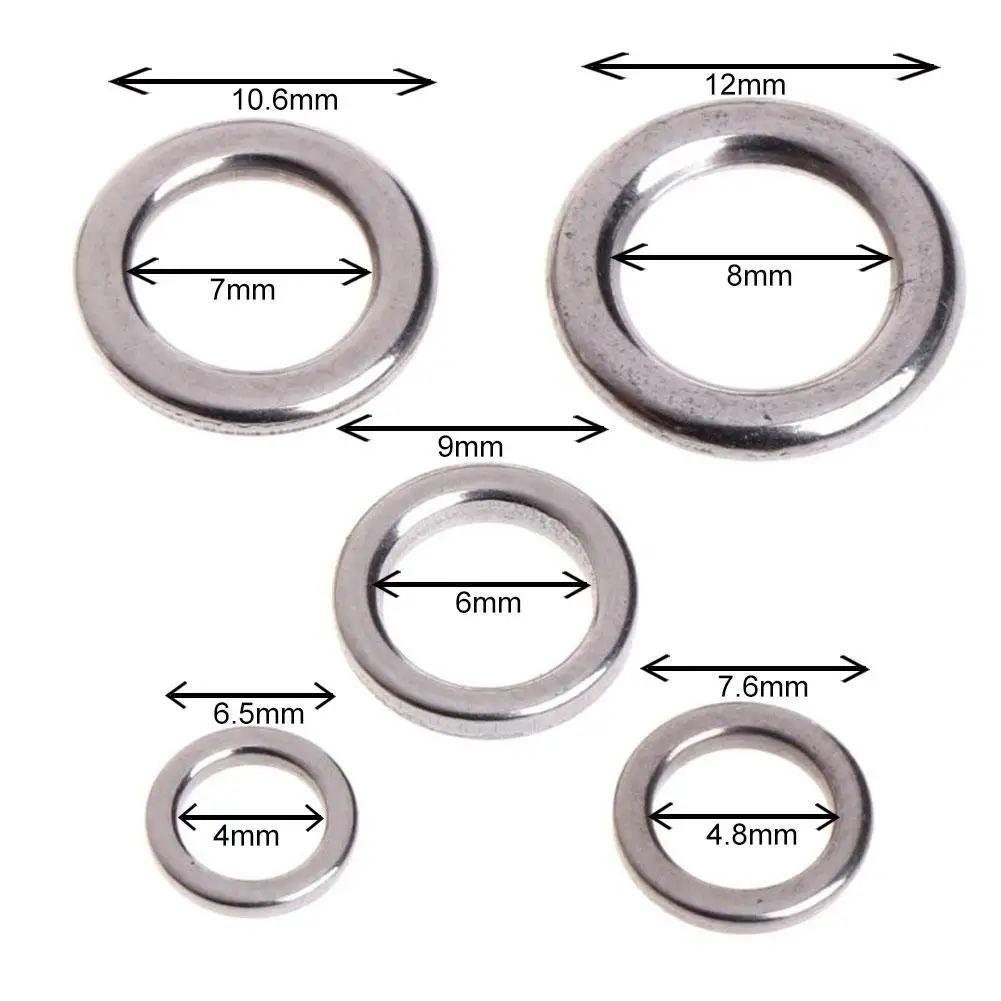 

50 шт., рыболовные кольца из нержавеющей стали