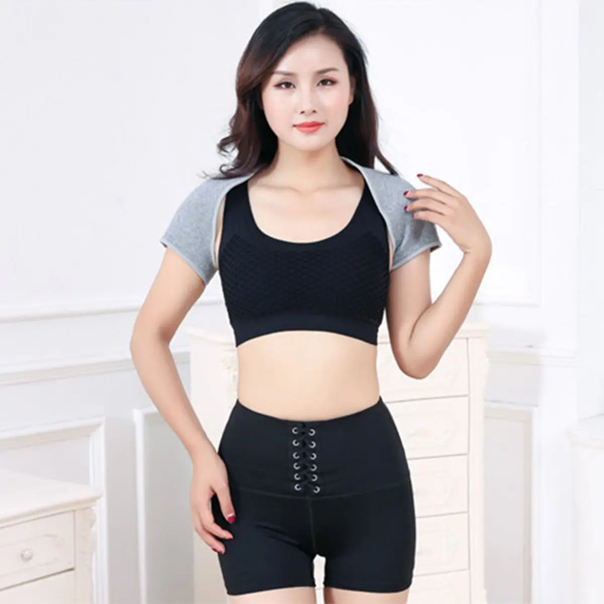

Charcoal Shoulder Support Strap Arm Brace Wrap Dislocation Neoprene Pain Relief Bandage Protector Women Men Shoulder Support