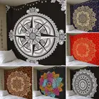 Большой индийский гобелен с мандалой 230x180 см, настенный пляжный коврик в богемном стиле, полиэстеровое одеяло, коврик для йоги, домашний художественный ковер для спальни