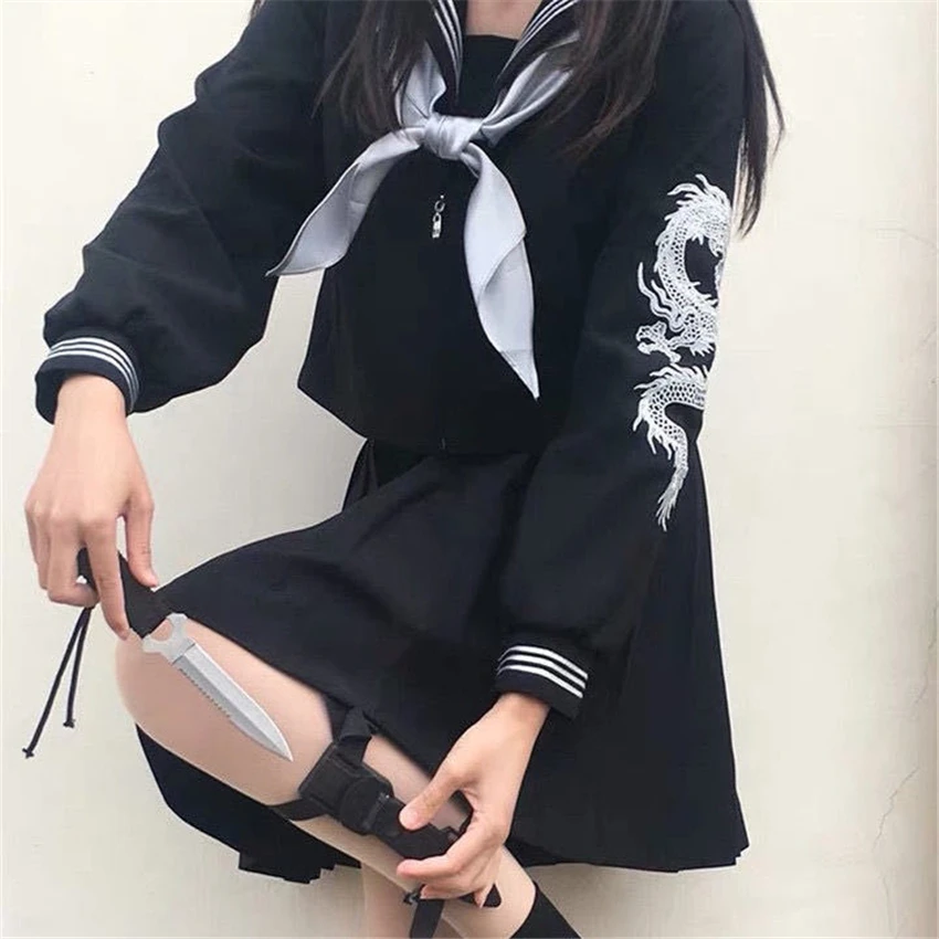 Плохие девчонки юбка JK и топ комплект японский студенческий школьная Униформа