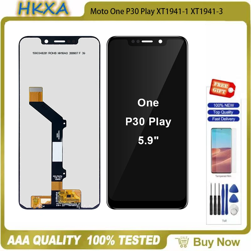 

ЖК-дисплей 5,9 "для Motorola Moto One P30 Play, сенсорный экран, дигитайзер в сборе для телефона с рамкой, Re LCDs + подарки