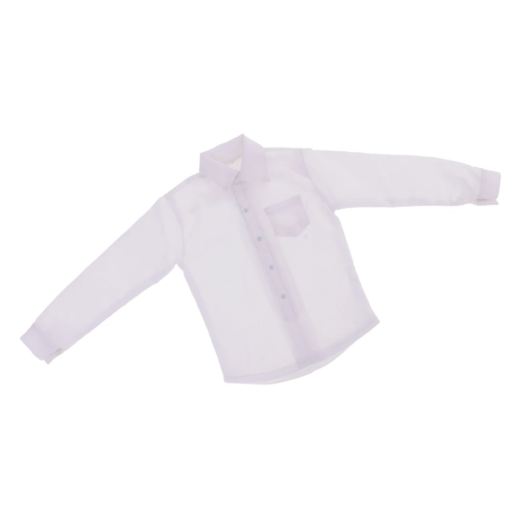 Белая классическая рубашка с длинным рукавом в масштабе 1/6 для мужской экшн