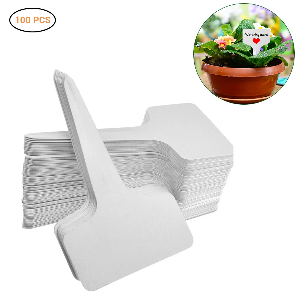 100Pcs/Lot PVC Garden Labels White Gardening Plant Sorting Sign Tag Ticket Plastic Writing Plate Board Plug