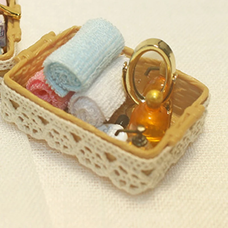 1/12 кукольный домик миниатюрное зеркало + духи полотенце рулонная бумага расческа