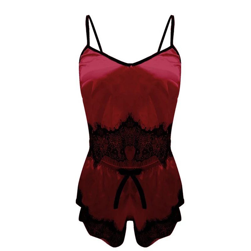 

new Sexy Summer Lace Pajamas Sleepwear for Women Sleeveless Spaghetti Strap Pyjamas Cami Top + Shorts Pajamas Sets Nightwear